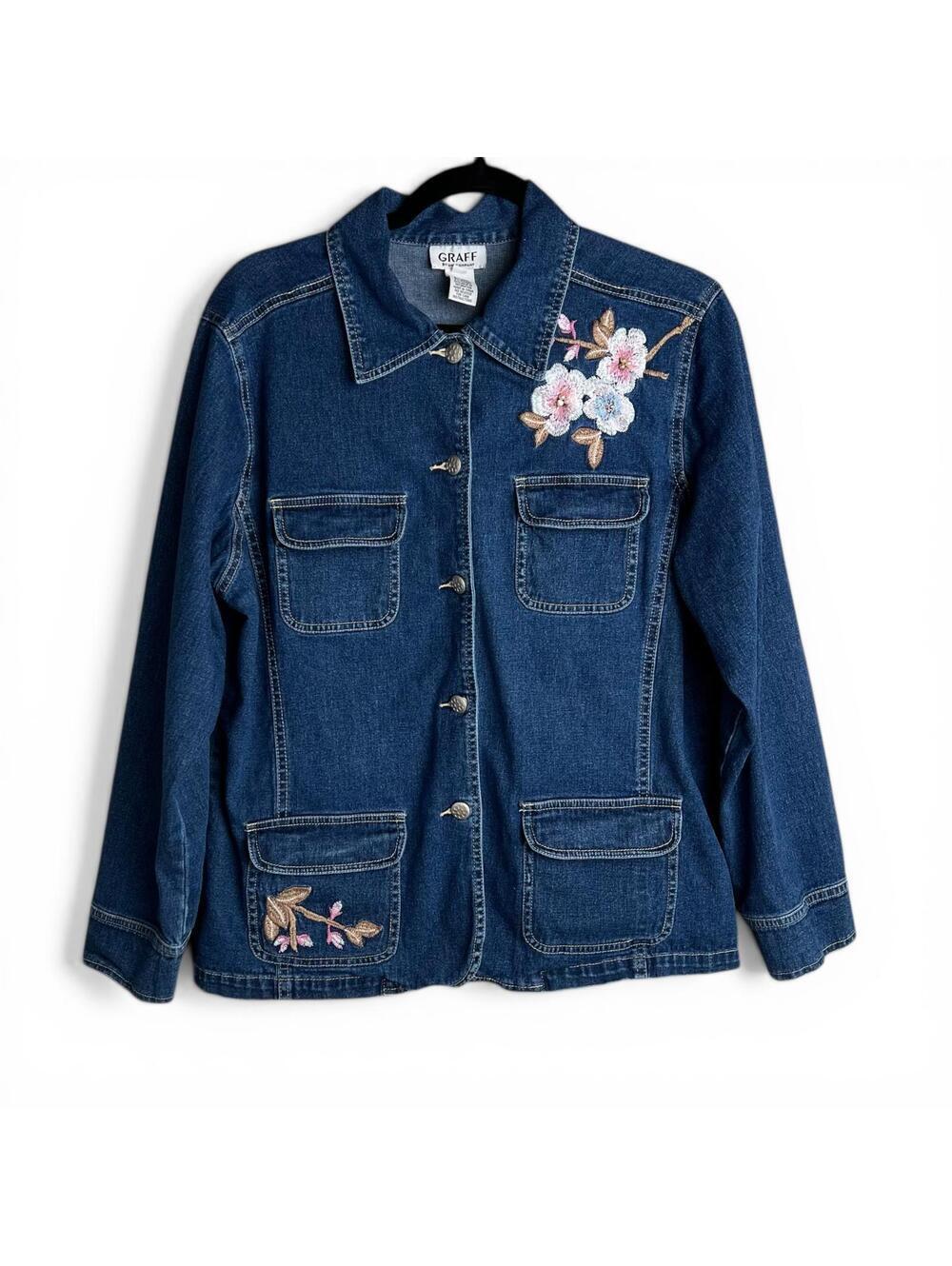 Vintage Denim Jacket with Floral Embroidery